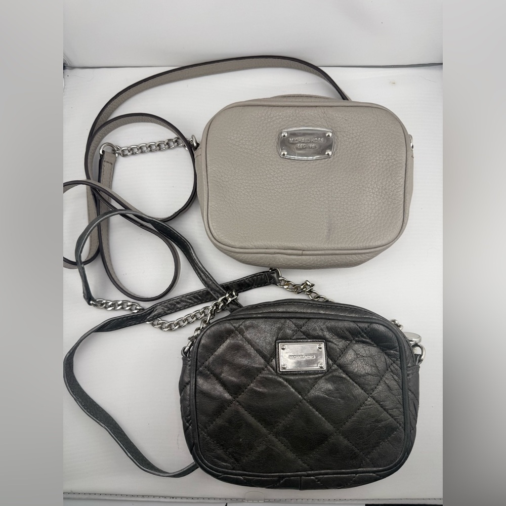 Black and Gray Quilted Crossbody Bag Set